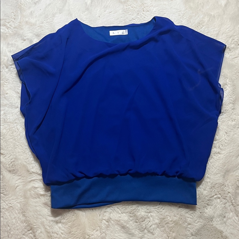 Blue Short Sleeve Blouse
